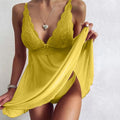 Women's Sexy Nightdress Lace Sling V-neck Sleepwear Casual Home Nightgown