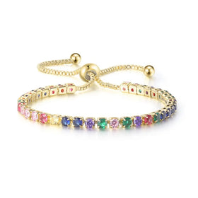 Popular Adjustable Crystal Bracelet Single Row Full Diamonds Bracelet 3mm Colorful Round Zirconia Bracelet Gifts for Women