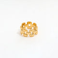 High End 18K Plain Gold Link Chain Hollow Mesh Statement Rings Stainless Steel Trendy Jewelry