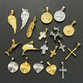 Waterproof 13 Styles Stainless Steel PVD 18k Gold Feather Pendants Love Heart Pendant Infinity Cross Pendant North Star Charm