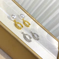 E2161 9-10mm DIY Natural Freshwater Pearl Charm Earrings Mounting Accessory 925 Sterling Silver Gold Plated  Jewelry for Women