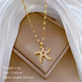 Tarnish Free Gold Plated No Fade Necklace for Women Full Zircon Star Geometric Stainless Steel Clavicle Chain Necklace