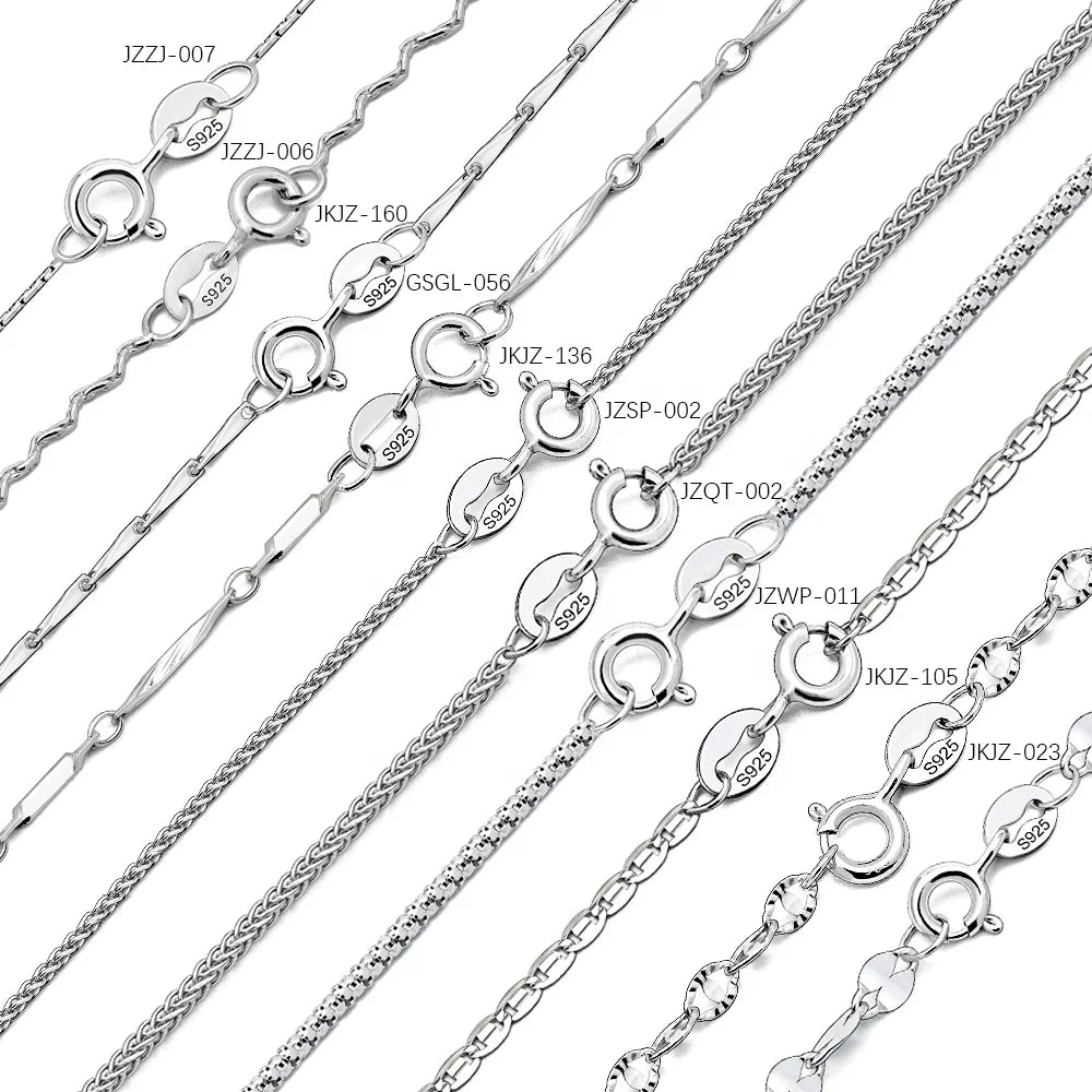 Italian 925 Sterling Silver Jewelry Solid Silver Necklace Chain for Women with 18inches Base Link Chain
