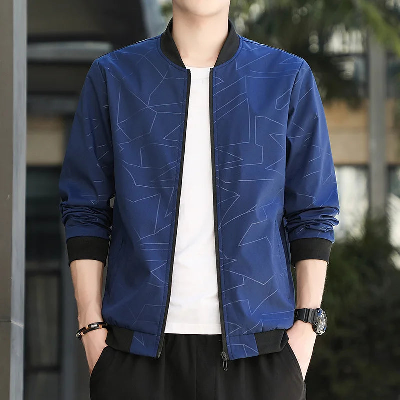 2023 Spring New Men'S Jacket Fashion Casual Random Pattern Baseball Collar Jacket Hot Selling Jacket