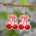Hot Selling Summer Fruit Red Cherry Strawberry Acrylic Pendant Earrings