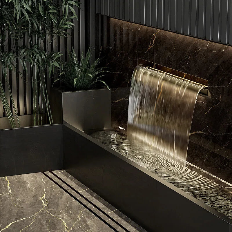 JNZ Custom Stainless Steel Waterfall Waterfeature Hot Sale Outdoor Patio Wall Shower Water Curtain for Garden Landscape Ornament