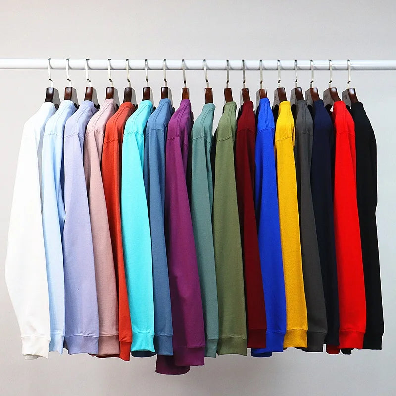 Men's Casual 100% Cotton T-Shirt Custom Heavyweight Long Sleeve 230gsm Breathable O-Neck Plus Size Logo Printing