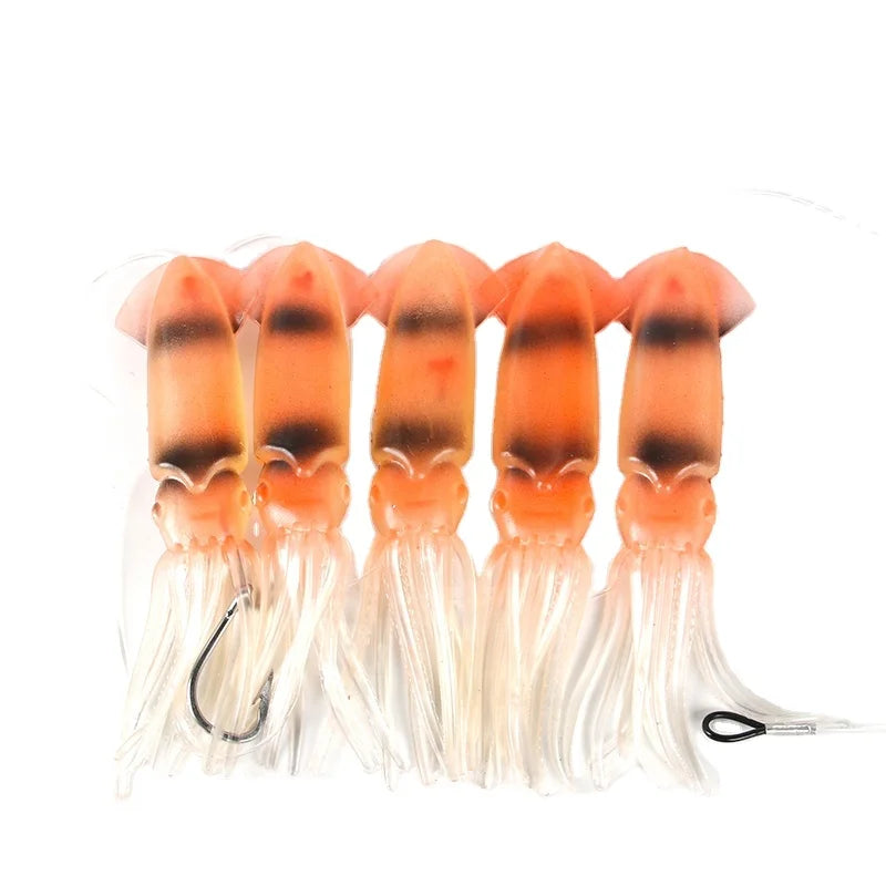 LETOYO 200LB 9\" Squids Saltwater Trolling Lures Kit 5pcs for Big Fish Tuna Trolling