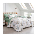 7-Piece 100% Silk Queen Bedding Set Soft Microfiber Comforter White Botanical Design Green Sheet Pillowcase Duvet Cover Sets