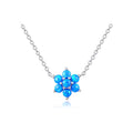 Wholesale New Trendy Opal Necklace 925 Sterling Silver Flower Necklace Gold or Rhodium Plated Necklaces for Women
