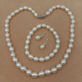 8 mm Rice Pearl Freshwater Jewelry Set 925 Silver Earring with Good Luster Wedding Factory Price Wholesale From the Factory
