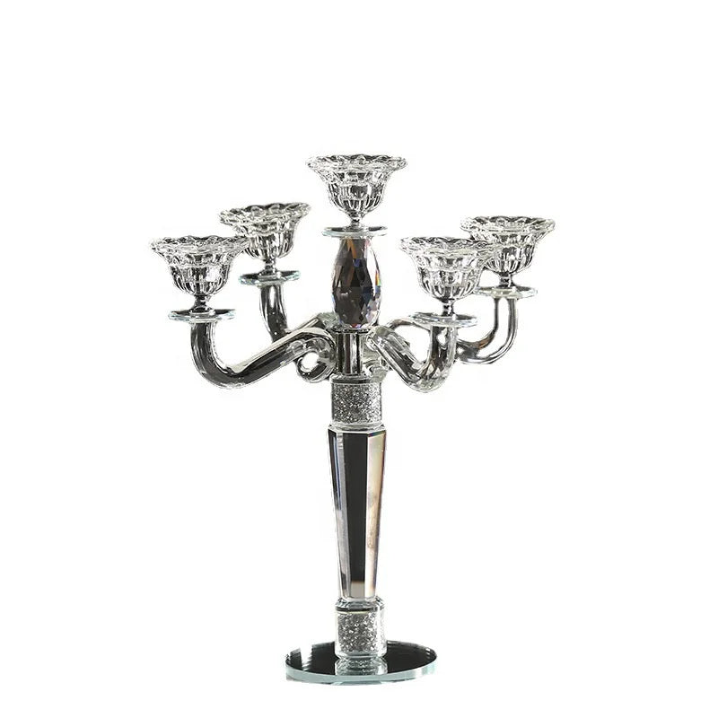 Wedding Candlelight Dinner Crystal Candle Holder Glass Votive Candelabra Wedding Table Centerpiece Crystal Candelabra