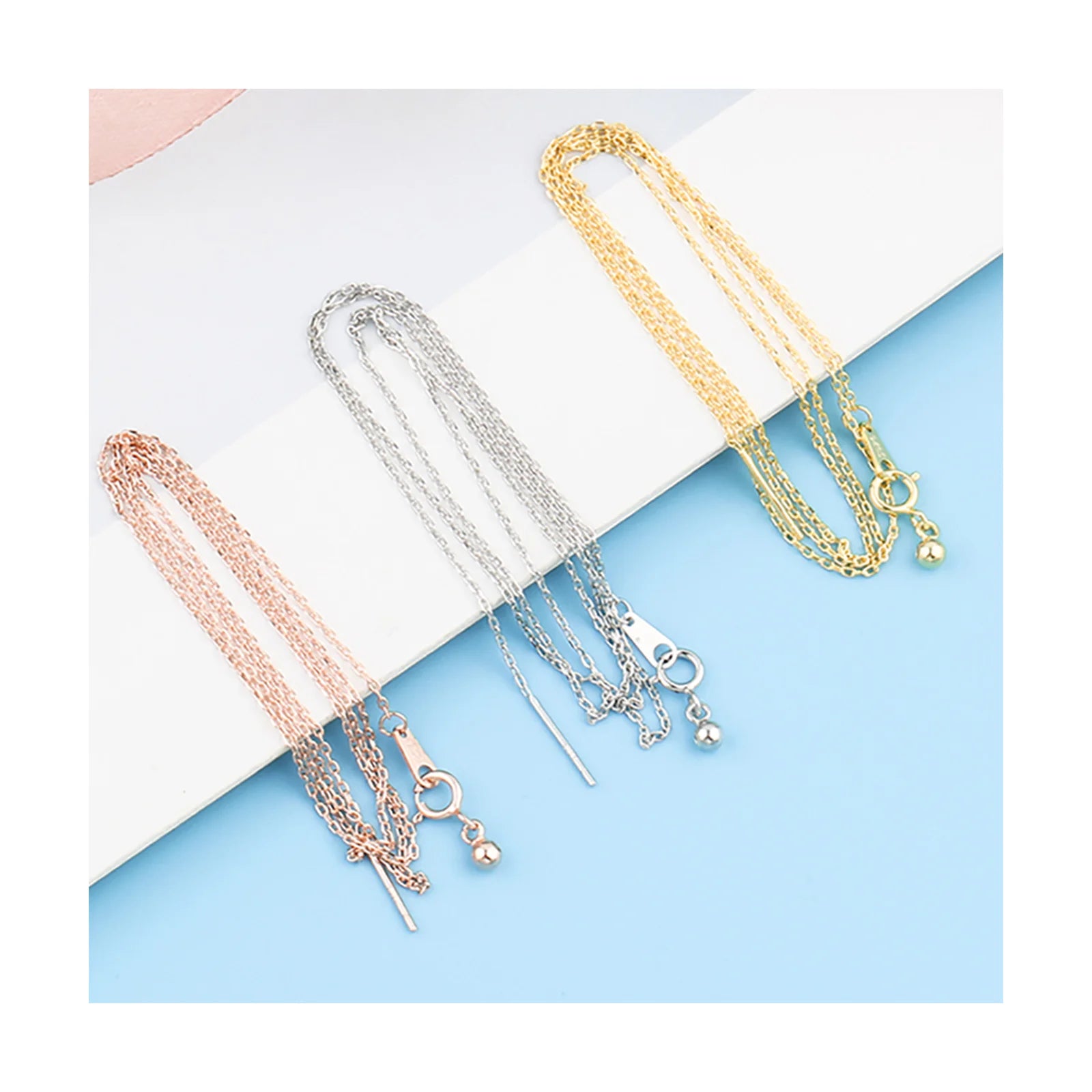 Hot-selling Jewelry 316L Stainless Steel Necklace Trendy 14k Gold Plated  DIY Thin Link Chain Necklace for Women