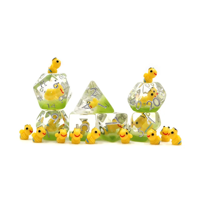 Best Price Dungeons and Dragons Accessories Resin Polyhedral Custom Yellow Bee Dice Kit