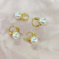 EP1030 18K Gold Silver Plated Brass Big Faux Pearl Drop Ball Huggie Dangle Earrings