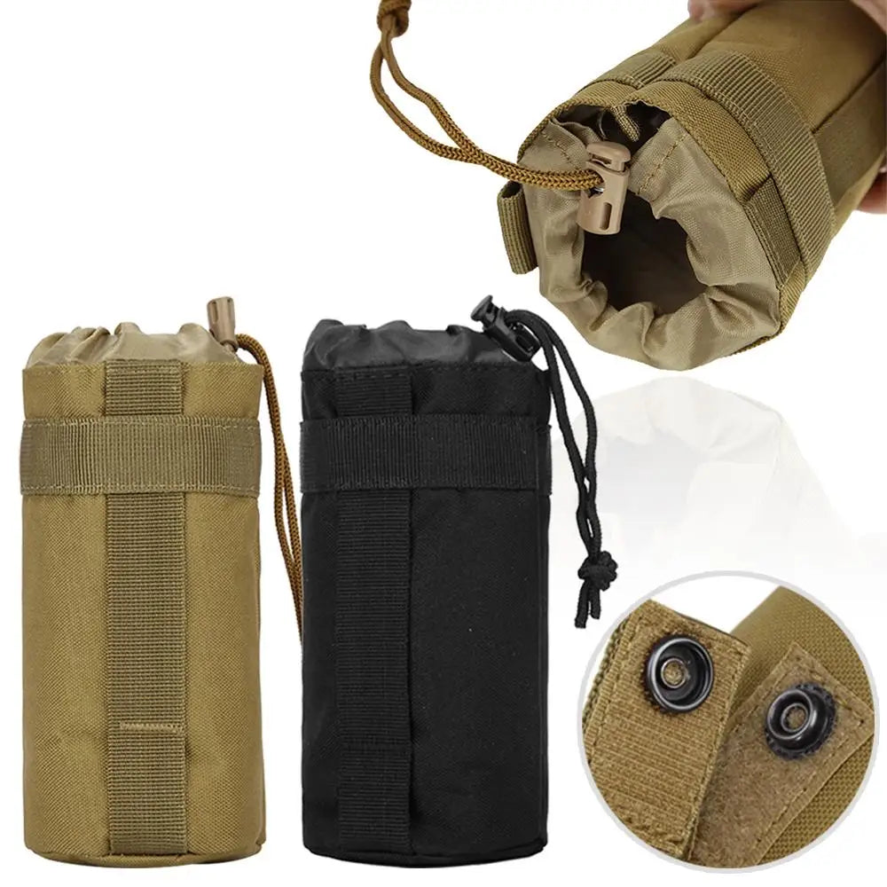 Outdoor Tactical Molle System Water Bottle Holder Bag Drawstring Bike Water Bottle Pouch Attachment Carrier