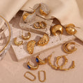 Dreamshow Fashion Jewelry Earrings 18K Gold Plated Jewelry Set Stainless Steel Hoop Earrings