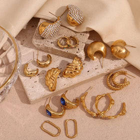 Dreamshow Fashion Jewelry Earrings 18K Gold Plated Jewelry Set Stainless Steel Hoop Earrings
