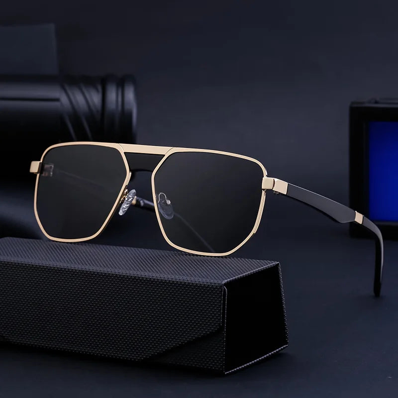 DOISYER Men's Fashion Square Retro Designer Sunglasses Famous Brands Metal Double Bridge UV400 Shades Style Pilot