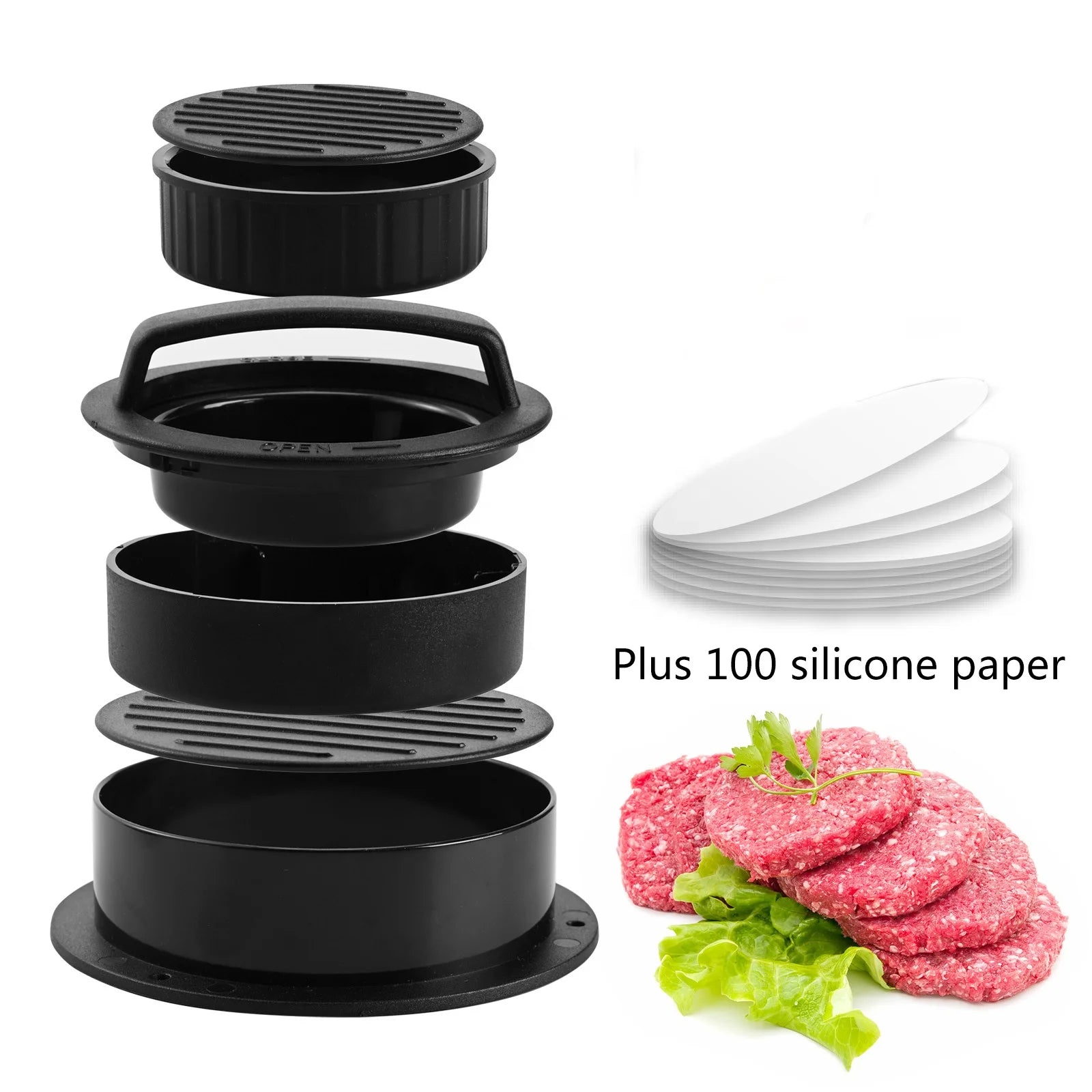 100 Pcs Wax Papers Non-Stick Patty Mould Ideal Tools Bakeware Hamburger Press Hamburger Mould Press for BBQ