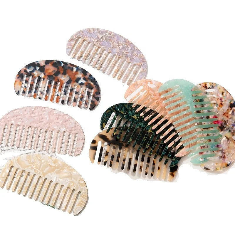 Anti Static Peine Marble Cellulose Acetate Wide Tooth Acrylic Hair Comb with logo