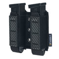 IDOGEAR Carbon Fiber 500D Nylon Black Tactical Double Mag Pouch Molle Tactical Magazine Pouch for 9mm Mags