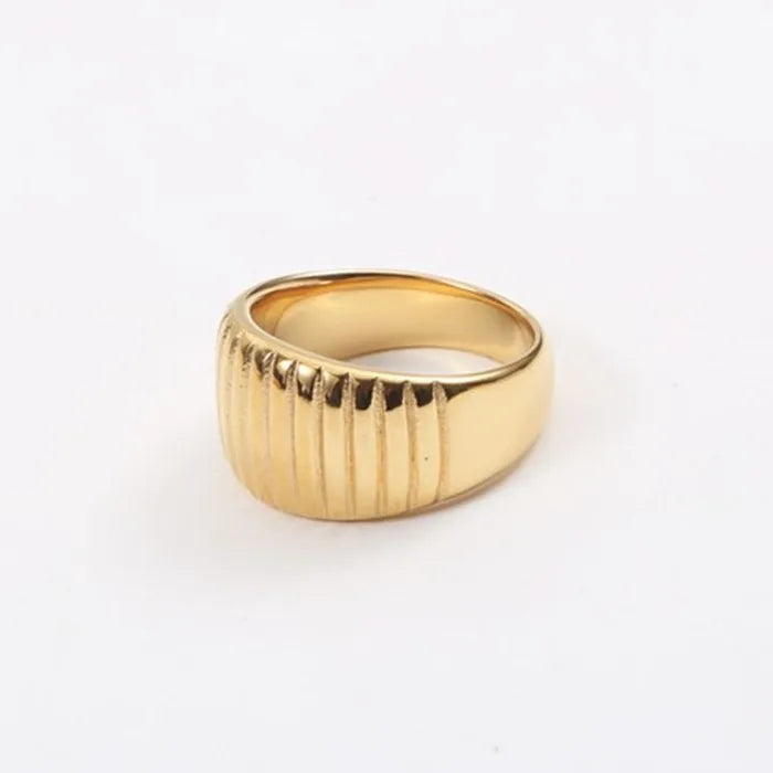 2021 France Style Stainless Steel 18K Gold Plated Heavy Thick Women Ring