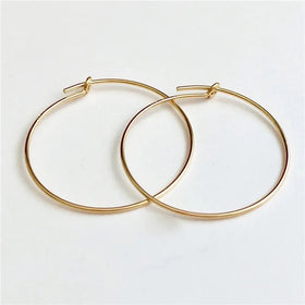 14K Solid Gold Filled GF Round Carved Ear Wire Hook for Hoop Earring Base Setting DIY Jewelry Making Findings Accessories