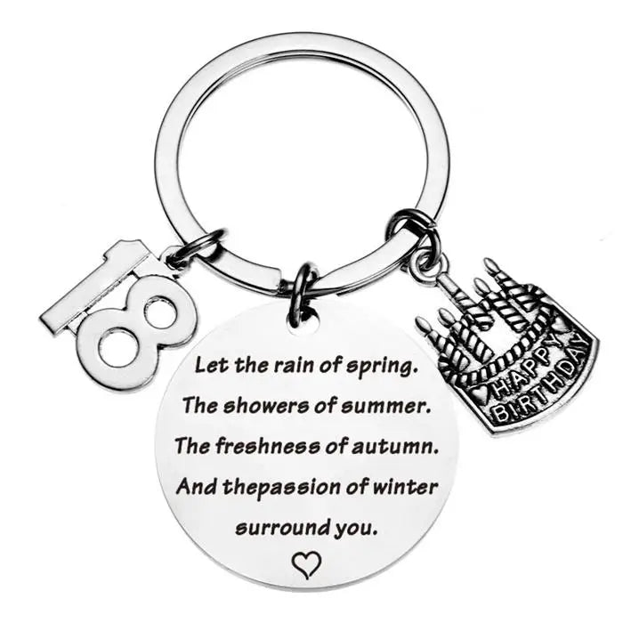 Hot Sale DIY Age 13 16 18 20 21 30 40 50 60 70th Birthday Gift Christmas Stainless Steel Metal DIY Keychain