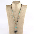 Fashion Bohemian Jewelry Accessory  Natural Stone Crystal Glass Rosary Chain Glass Pendant Necklaces for Women Gift