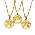 Hot Selling Minimalist Stainless Steel Ra Eye Pendant Fashionable Gold-Plated Horus Eye Necklace for Protection Link Chain