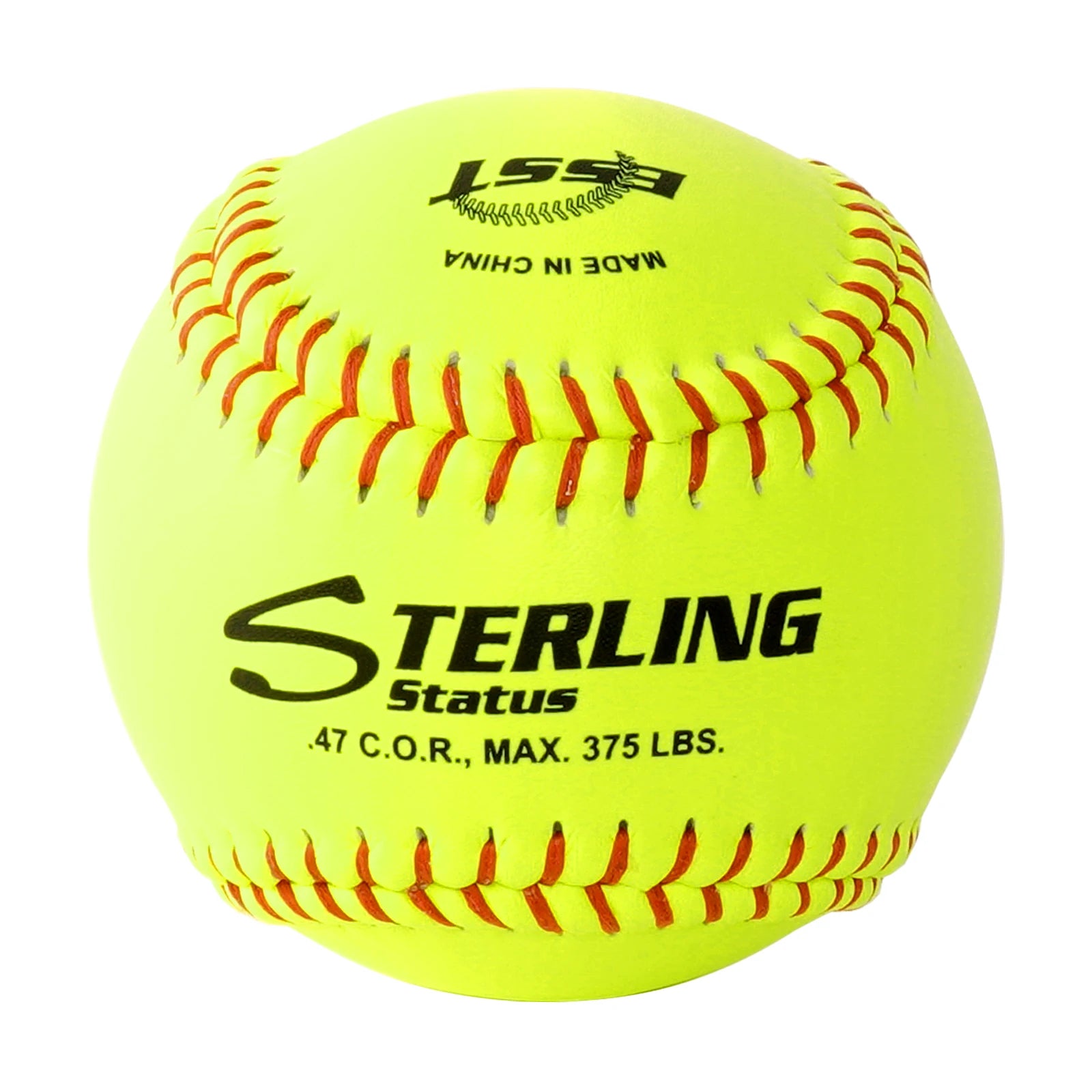 12 Inch Yellow Split Leather and Poly Core Softball Training Competition Ball 47 C.O.R MAX 375 LBS Sports Training Softball Ball