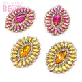 Crystal Bridal Applique Bodice Crystal Rhinestone Fabric Applique Resin Jewelry Flat Brooch Diamante Flower Patch