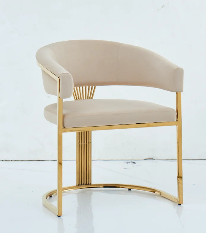 Contemporary Brushed Stainless Steel Velvet Gold Black Dining Chairs for Sale