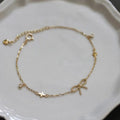 Ins New Fashion S925 Silver 14k Gold Vermail Cute Zircon Bow Knot Pendant Bracelet for Girls