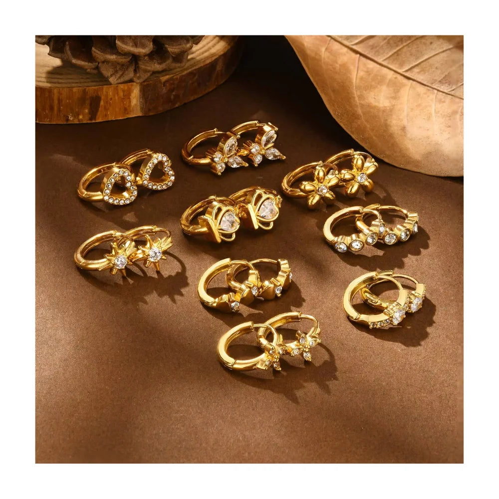 Women's Accessories Tarnish Free Waterproof Wholesale Jewelry Stainless Steel Bijoux Inoxidable Gold Plated Huggie Hoop Earrings