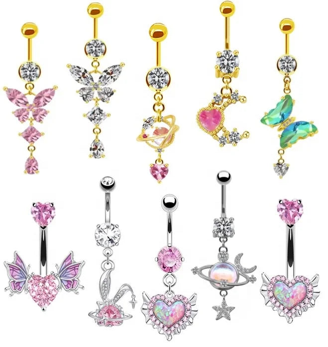 Gaby Belly Rings Jewelry Surgical Steel butterfly Stainless Steel Piercing Shiny Belly Piercing Belly Button Ring  Body Jewelry