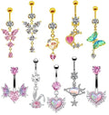 Gaby Belly Rings Jewelry Surgical Steel butterfly Stainless Steel Piercing Shiny Belly Piercing Belly Button Ring  Body Jewelry