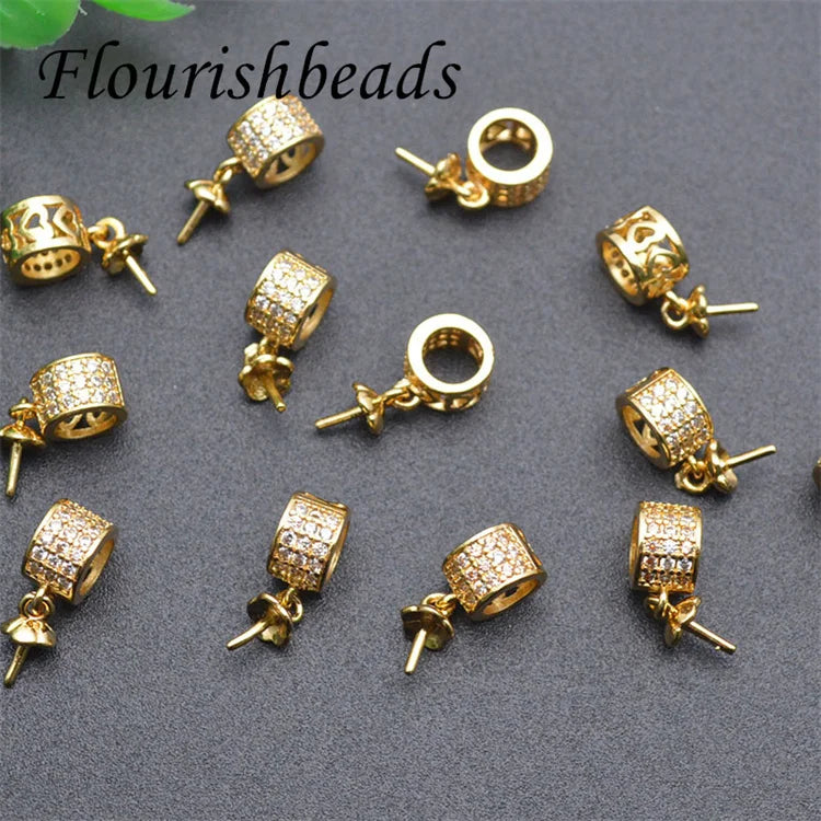 Flourishbeads Gold Plated CZ Pave Pendant Bailsf for Jewelry Making
