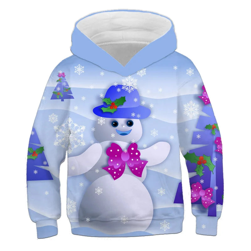 Fitspi Lovely Christmas Snowman 3d Printed Hoodies Baby Boys Santa Claus Clothes Kid Girl Sweatshirts Fleece Warm Coats