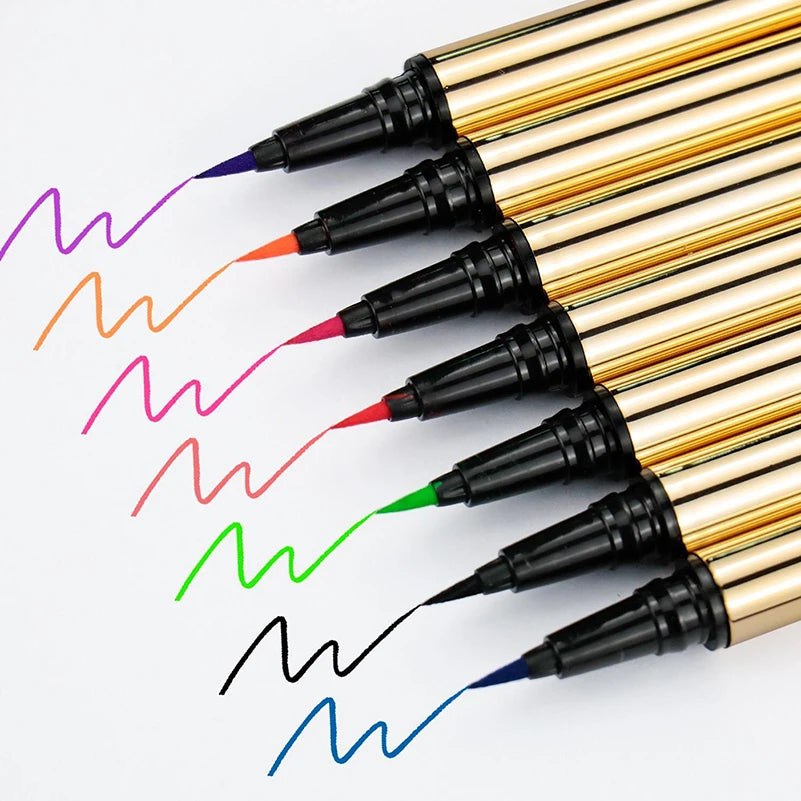 Wholesale 7-Color Waterproof Eye Liner Pencil Gold Mineral Cosmetics Makeup with Black or Option Tube