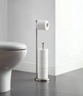 Modern Stainless Steel Free Standing Bathroom Toilet Paper Holder Stand with Reserve Rack for Home & Hotel Use