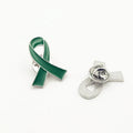 Factory Dropshipping Enamel Green Liver Cancer Awareness Ribbon Brooch Backpack Suit Hat Clothes Pin Badge Brooches Lapel Pin