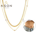 Ason Jewelry New Arrival 18K Gold Plated Body Blade Chain Stainless Steel Zircon Double Layer Waist Chain for Women