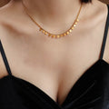 2022 Fashion New Stainless Steel 18K Gold Feeling Light Luxury Small Squares Fringed Choker Necklace