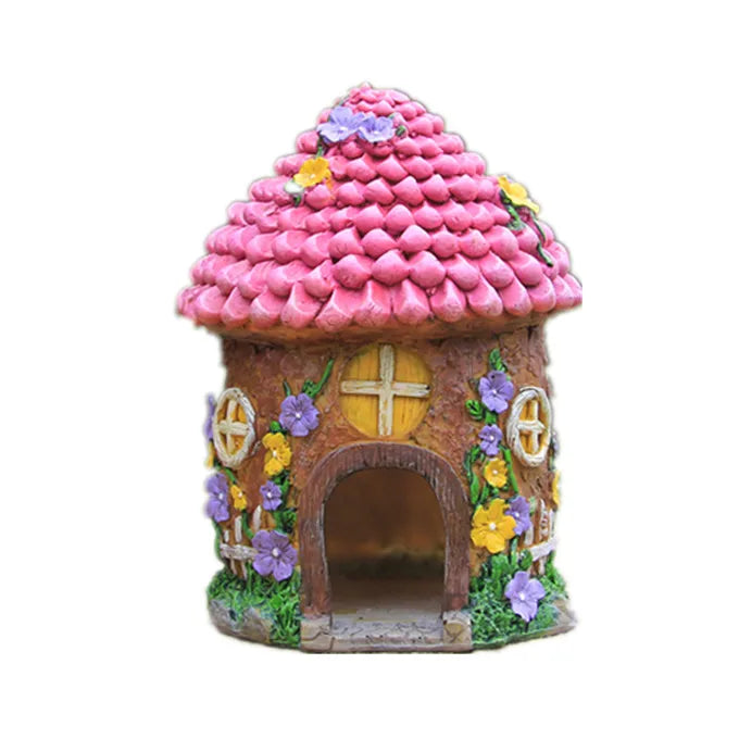 8.2" Resin Garden Decoration fairy House Statue Bird Feeder