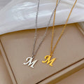Fashion Custom Jewelry Simple Choker Necklace Custom Stainless Steel Initial Letter M Pendent Necklace Jewelry