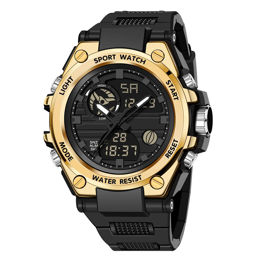 Men's Fashion Sports Analog & Digital Watch with LED Display 5ATM Luxury Business Watch LCD Alarm Clock