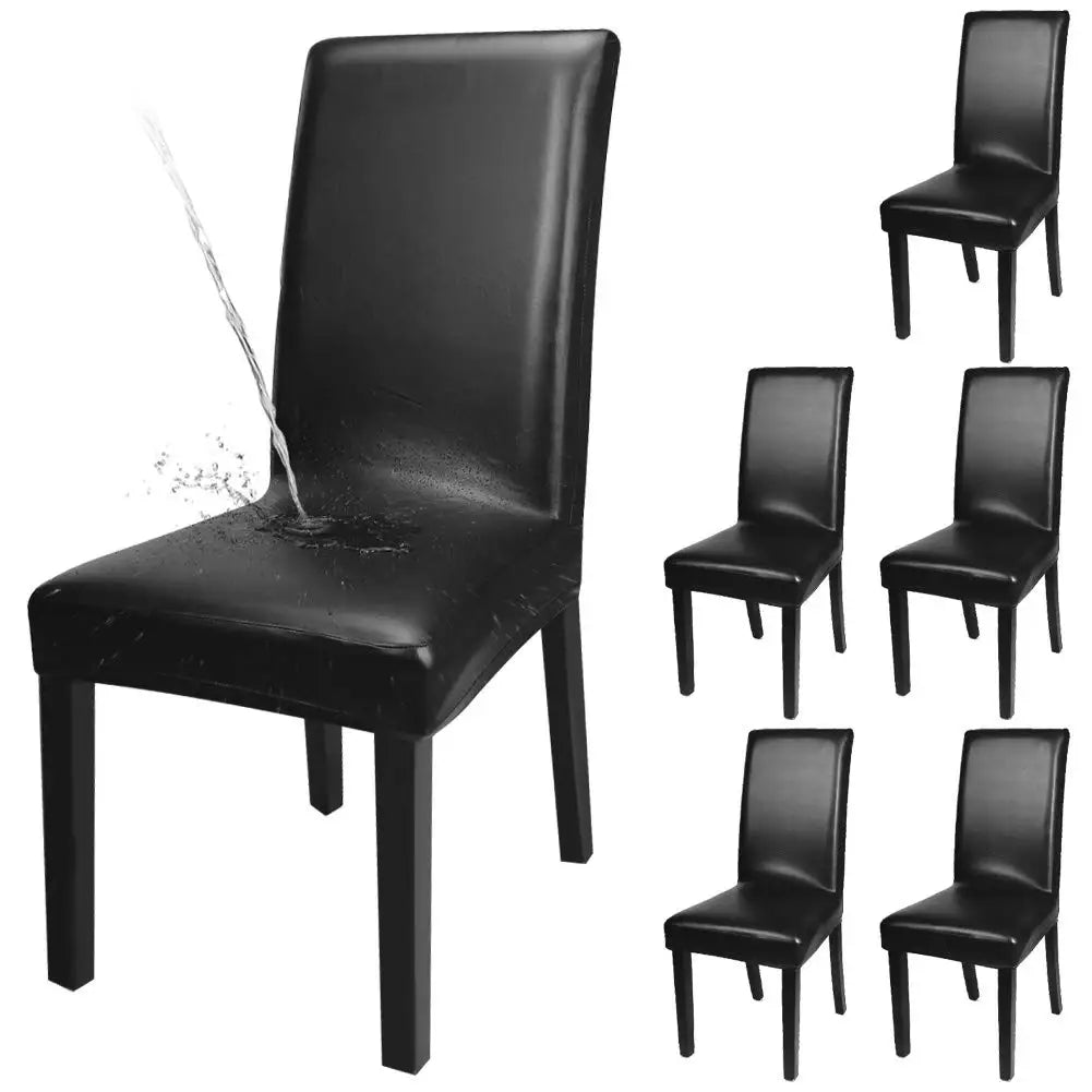 PU Leather Chair Cover Factory Waterproof and Oilproof Stretch Dining Chair Cover Slipcover
