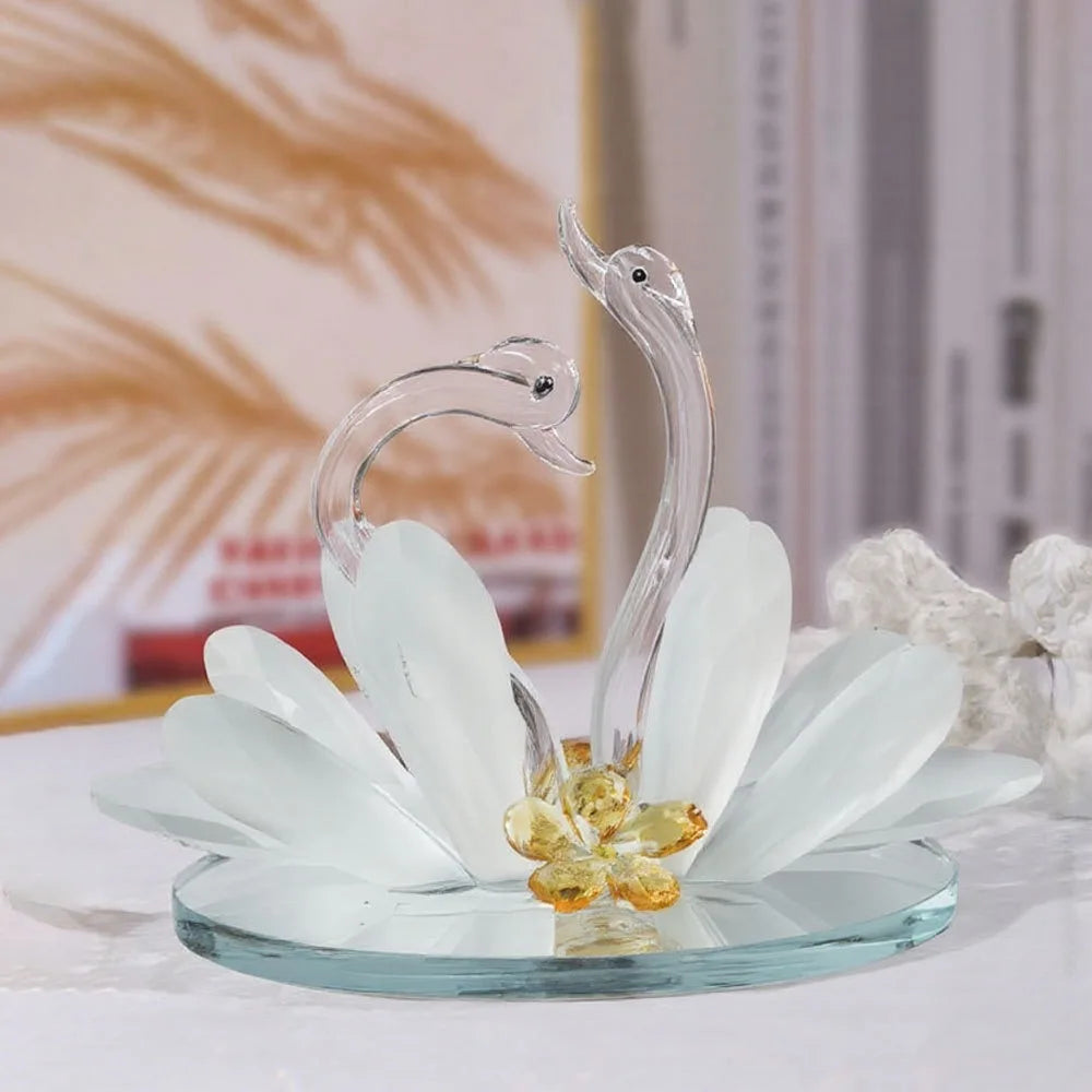Fashionable Frosted Crystal Swan Home Decorative Craft Item for Gift Light-Themed Animal Styling